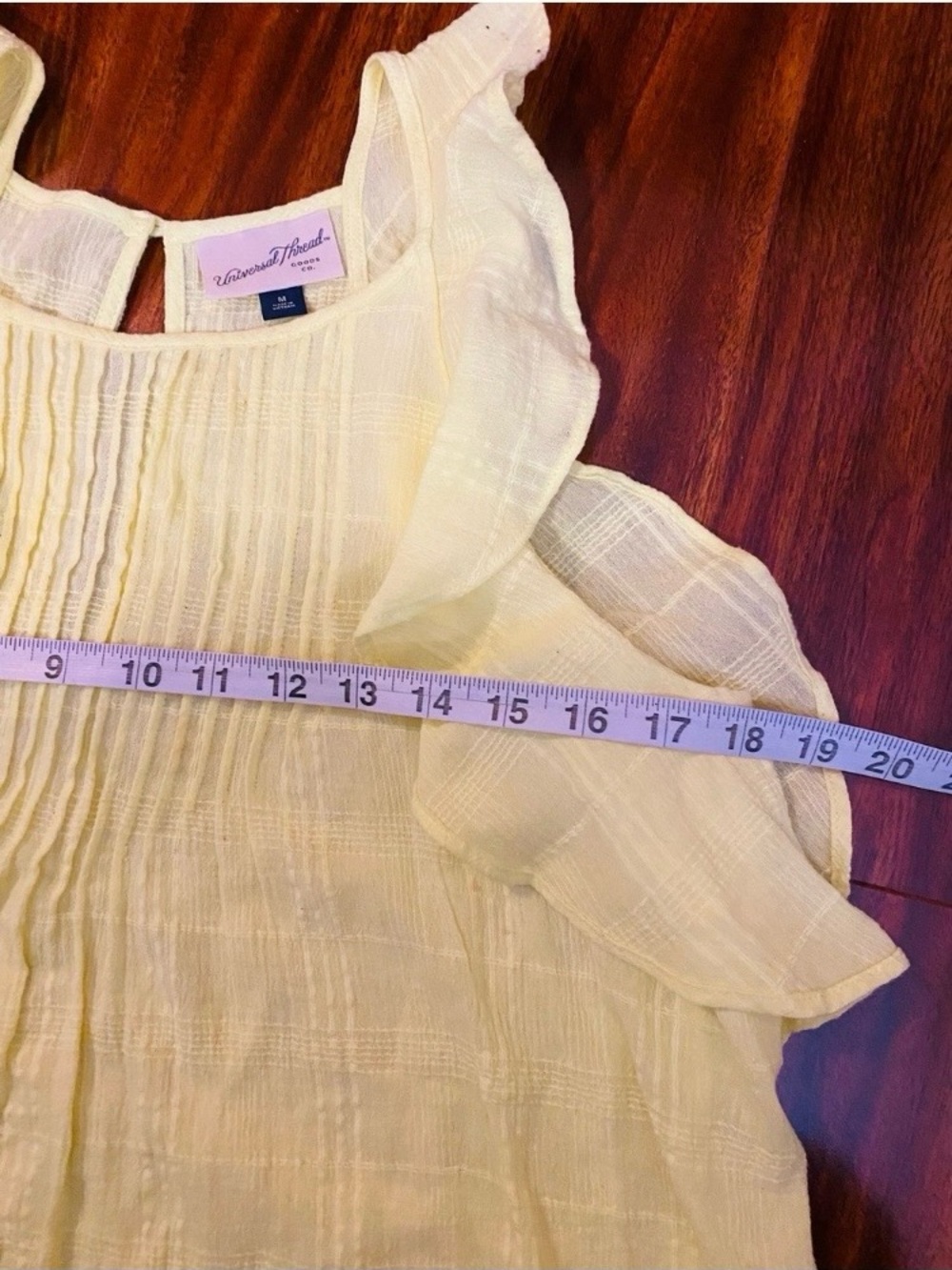 Universal Thread cotton Yellow Ruffle flutter sleeves top - Picture 5 of 6